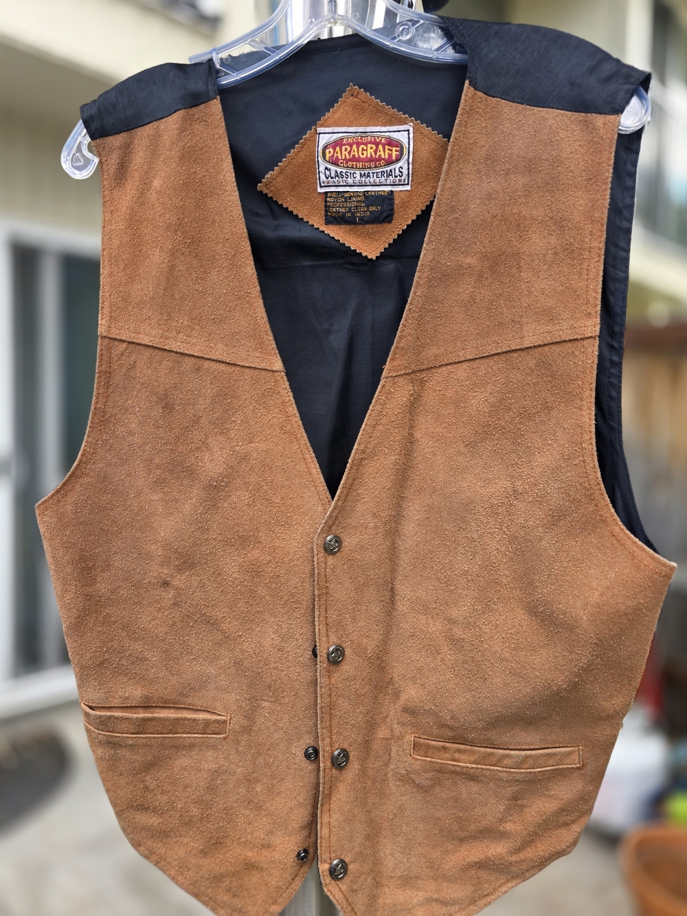 Men's Suede Vest in Cognac